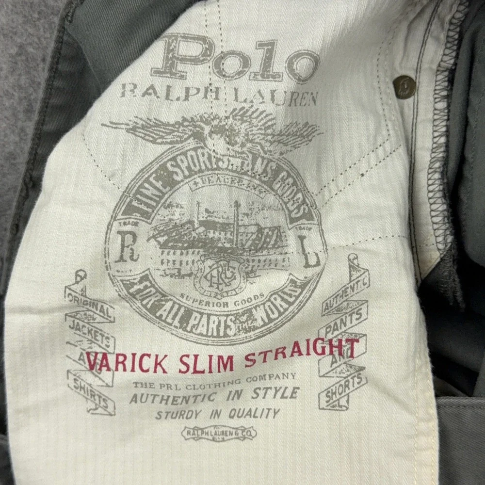 Polo Ralph Lauren Pants Men 36x34 Gray Varick Slim Straight Stretch Chino Casual